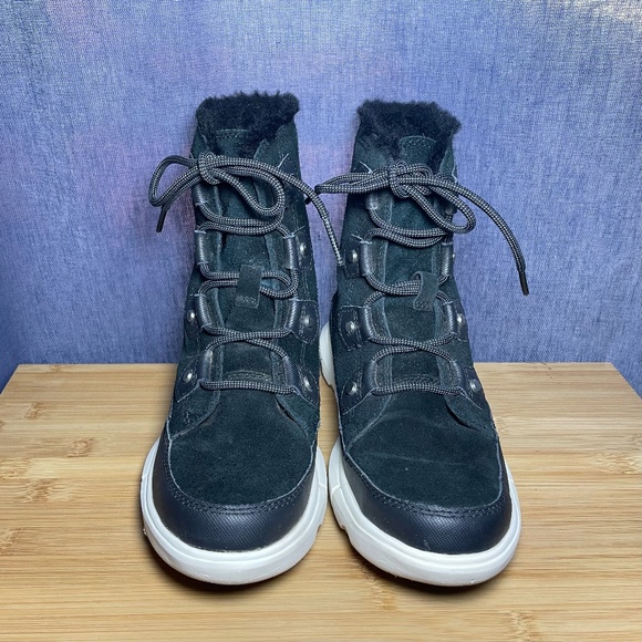 Sorel Explorer II Joan Black Suede Waterproof Winter Boots Lace Up Sz 6 Shoes - Picture 6 of 11